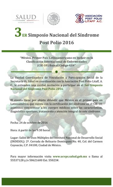 3er Simposio Nacional del Síndrome de Post Polio que presenta APPLAC