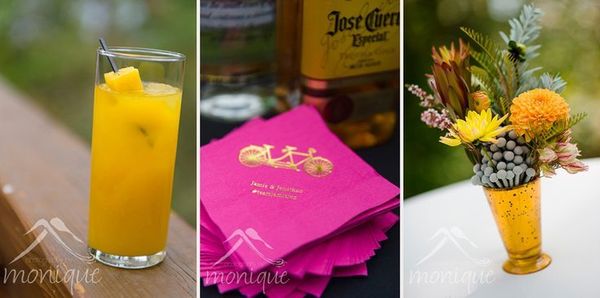 Décoration de mariage fuchsia et jaune