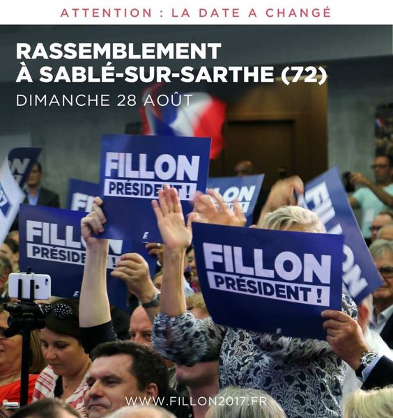 Tous à Sablé le dimanche 28 août avec François Fillon !