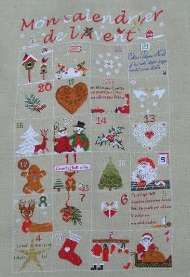 Mon calendrier de l'avent brodé par Annick