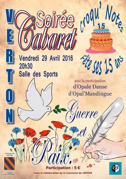 LA CHORALE "CROQU' NOTES"...FÊTE SES 15 ANS... LE 29 AVRIL ...à VERTON...