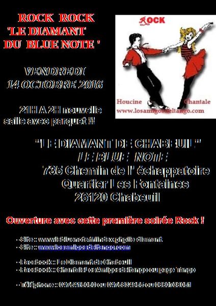 Vendredi 14 Octobre 2016 Soirée Rock Le diamant du Blue 26120 Chabeuil