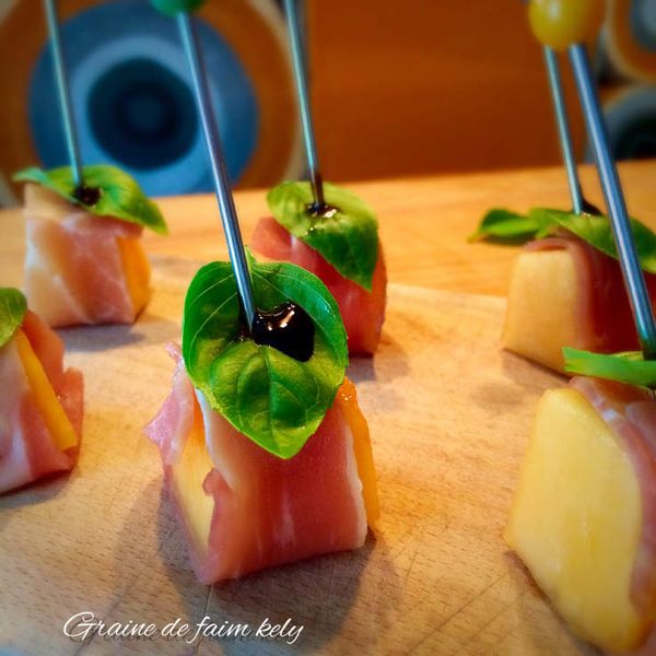Bouchées de melon jambon cru