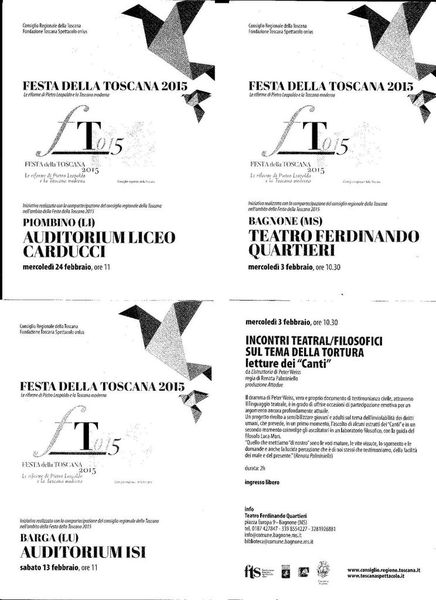 FESTA DELLA TOSCANA 2015 incontri teatral/filosofici sul tema della tortura