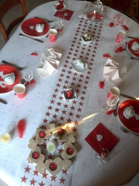 table de Noël en rouge et blanc