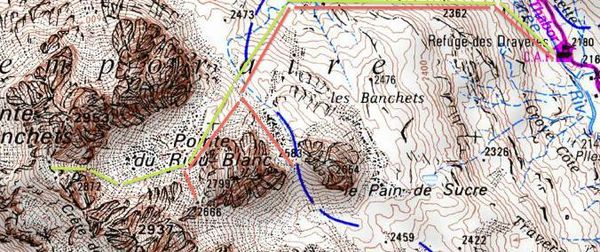 Groupe 1 en rouge, groupe 2 en vert