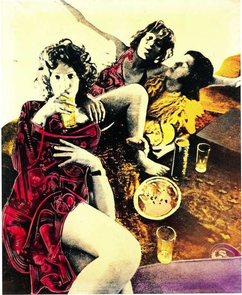 Gianni Bertini "Baccanale" 1973 report photographique sur toile émulsionnée