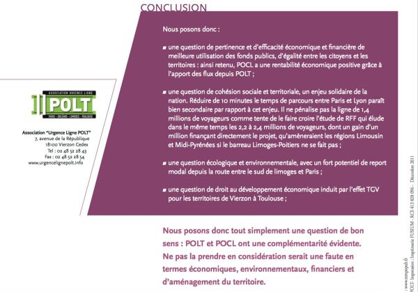 Urgence POLT au secours de la LGV POCL- tracé ouest-