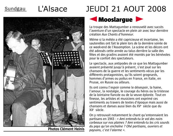 Les chants d'honneur - Spectacle 2008