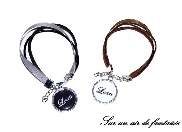 Bracelet cabochons prénoms, à personnaliser, idée cadeau.