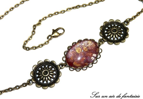 Head band, bijou de tête, bronze avec cabochon galaxy doré - marron, création unique