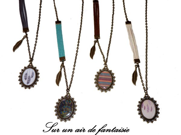 Sautoir collection "Ethnique", bronze et cabochon, tendance !