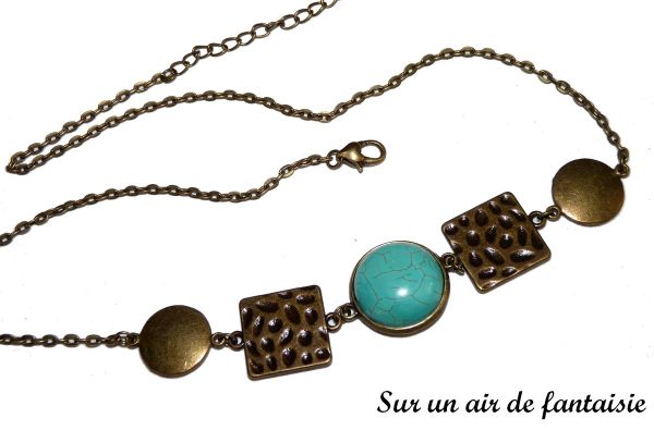 Head band bronze & turquoise, ethnique, création unique !