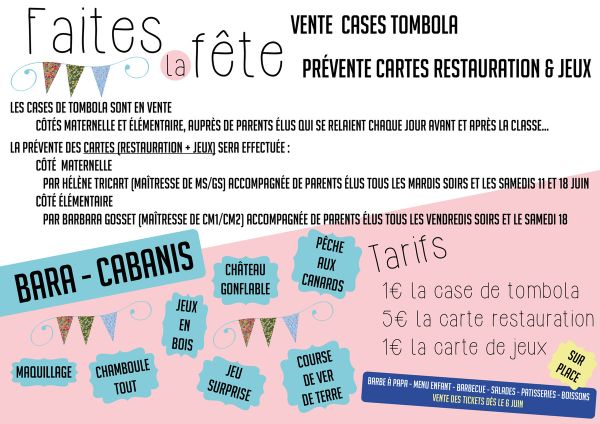Pré-vente pour la fête de l'école: c'est parti!