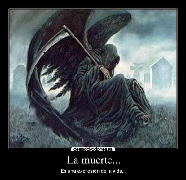 IMAGEN QUE REPRESENTA AL ANGEL DE LA MUERTE,CON LETRAS EN SI,ENTRE OTRAS COSAS MAS.
