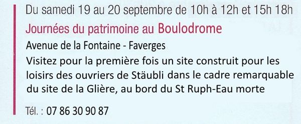 Les Journées du Patrimoine au Boulodrome de la Glière