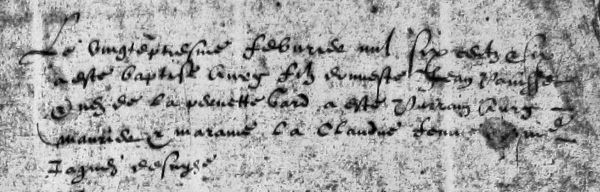Ecriture cursive du XVIIe siècle (1606-Faverges)