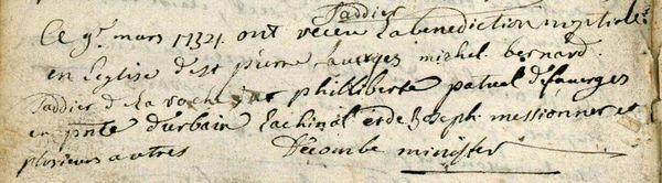 Mariage du 9e mars 1734