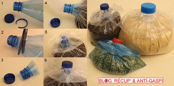 Recycler une bouteille en fermeture étanche de sac