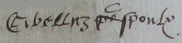 En 1622 Signature de Jean François SYBELLOZ alias SAMEYS