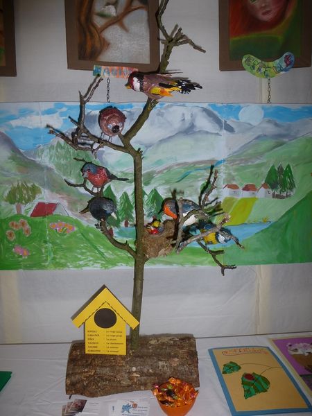 oiseaux (papier mâché et gouache)