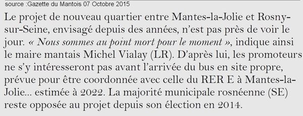 Ecoquartier Fluvial Mantes la Jolie- Rosny sur Seine au point mort_ 7 Octobre 2015