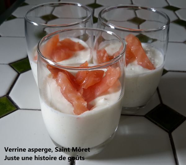 Verrine asperges, Saint Môret et Saumon