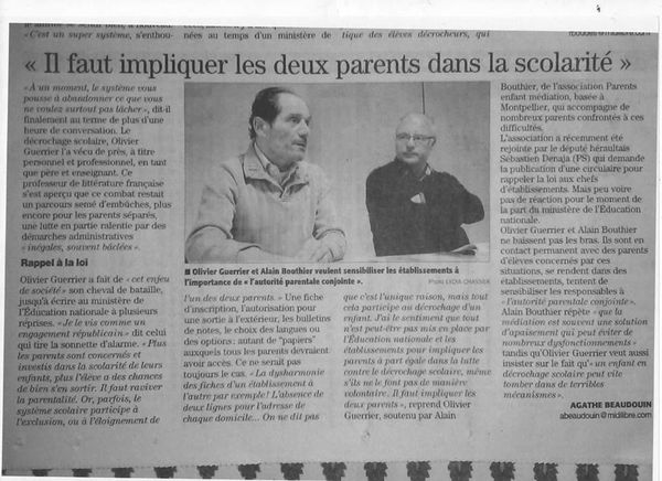 Respect de l'Autorité Parentale Conjointe à l'école: fondamentale!