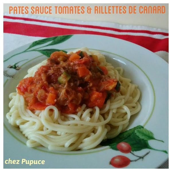 Pâtes sauce tomate & rillettes de canard