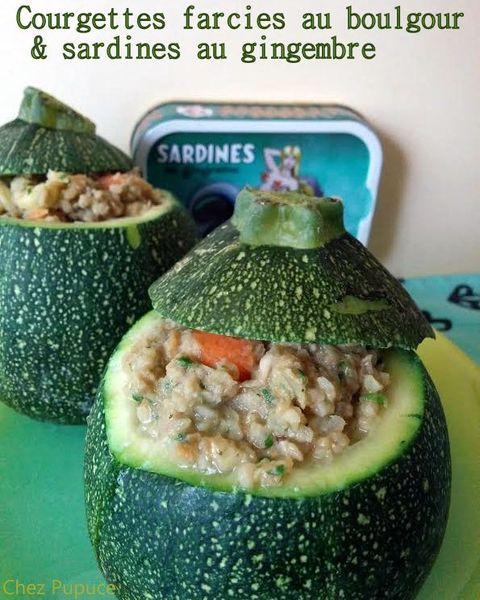 Courgettes farcies au boulgour & sardines au gingembre