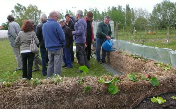 Culture sur ballots au Jardin de l'Ermite