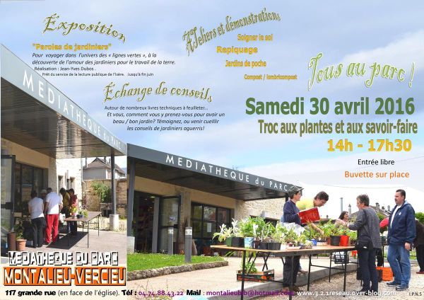 "Tous au parc" samedi 30 avril ! Troc aux plantes et aux savoir-faire