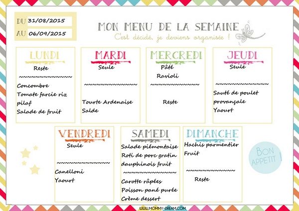 Menu semaine 2