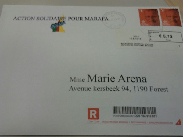 Correspondance de ASMA au deputé européen Marie Arena