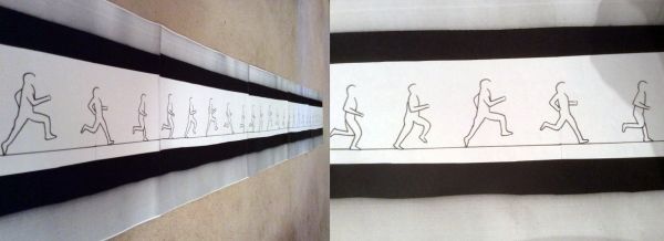 La décomposition du temps, assemblage de 5 photocopies en frise (200 cm x 21 cm)
