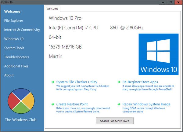 Fixer et réparer Windows 10