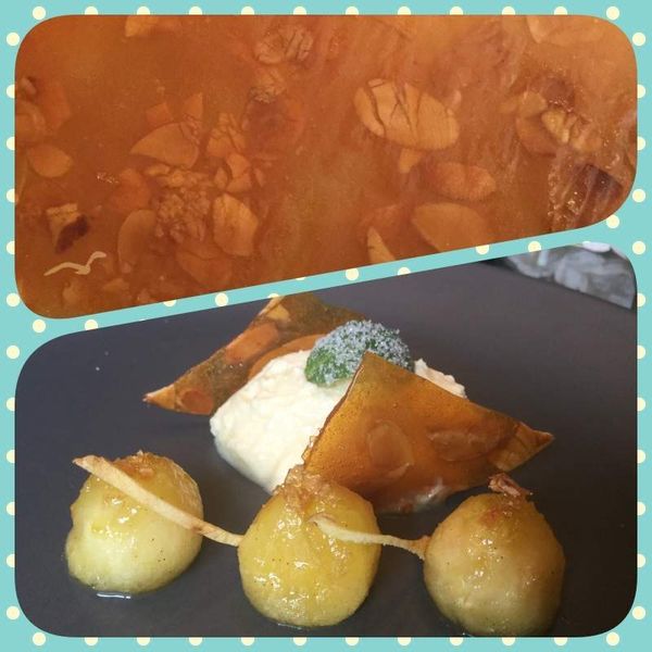 Quenelles de fromage frais au miel et perles de pommes