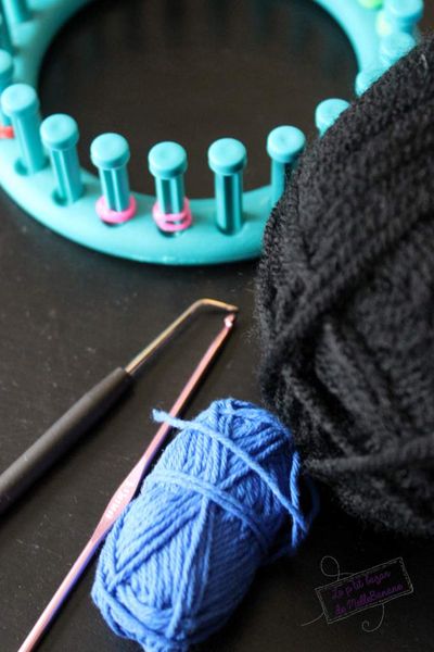 Jambière, guêtre au tricotin circulaire