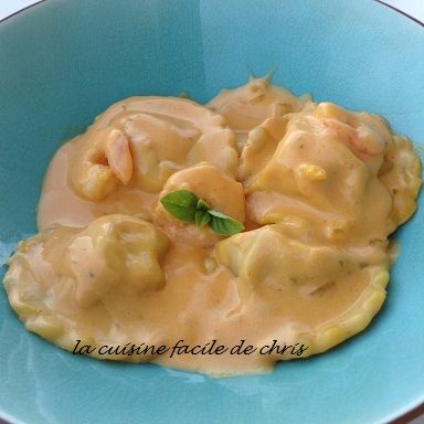 ravioles terre-mer, sauce safranée