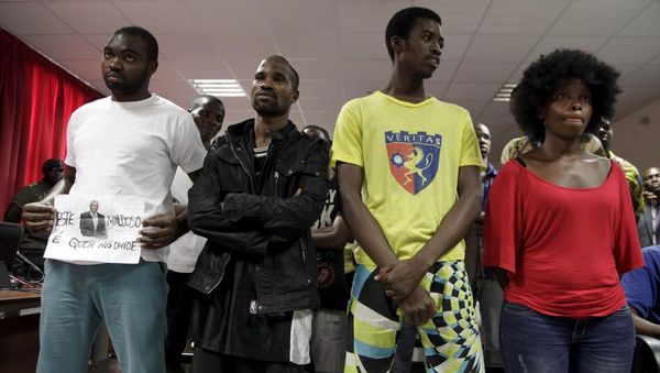 Quelques-uns des 17 opposants lors du prononcé du verdict, le 28 mars 2016, à Luanda
