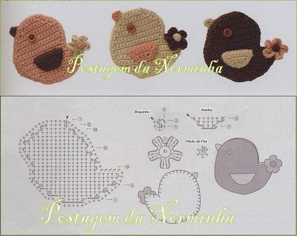 application en crochet petit oiseau
