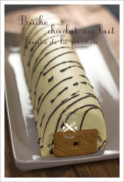 Bûche mousse fruits de la passion et chocolat au lait
