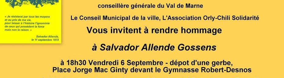 Hommage à Salvador Allende le 6 septembre par la ville d'Orly