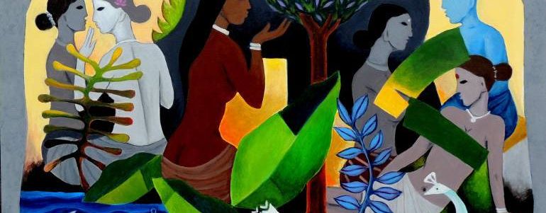 "Time" painting by Lalit Jain, India. "Attesa" poem by Mariateresa Caselli, Italy