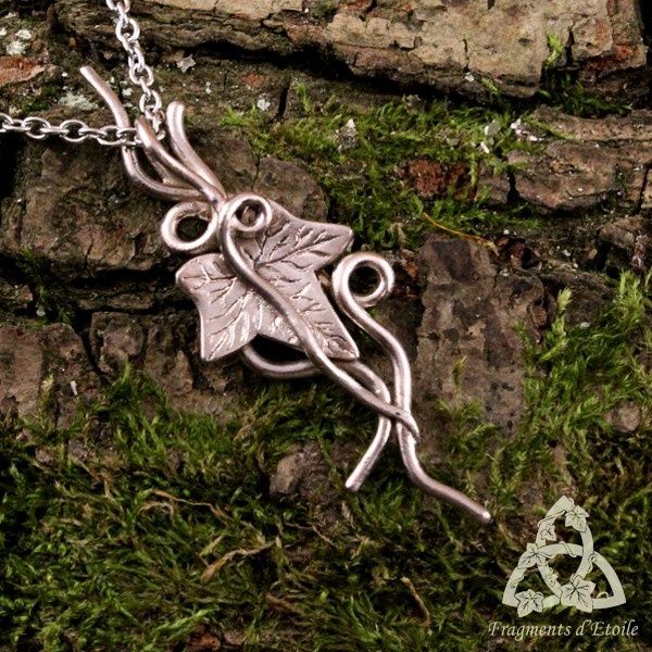 collier elfique Feuille de lierre Nywendil volutes bronze argenté médiéval celtique nature wicca païen ésotérisme magie mariage