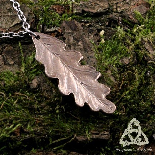 collier elfique Feuille de chêne Nodholin bronze blanc argenté médiéval celtique nature wicca païen ésotérisme magie mariage