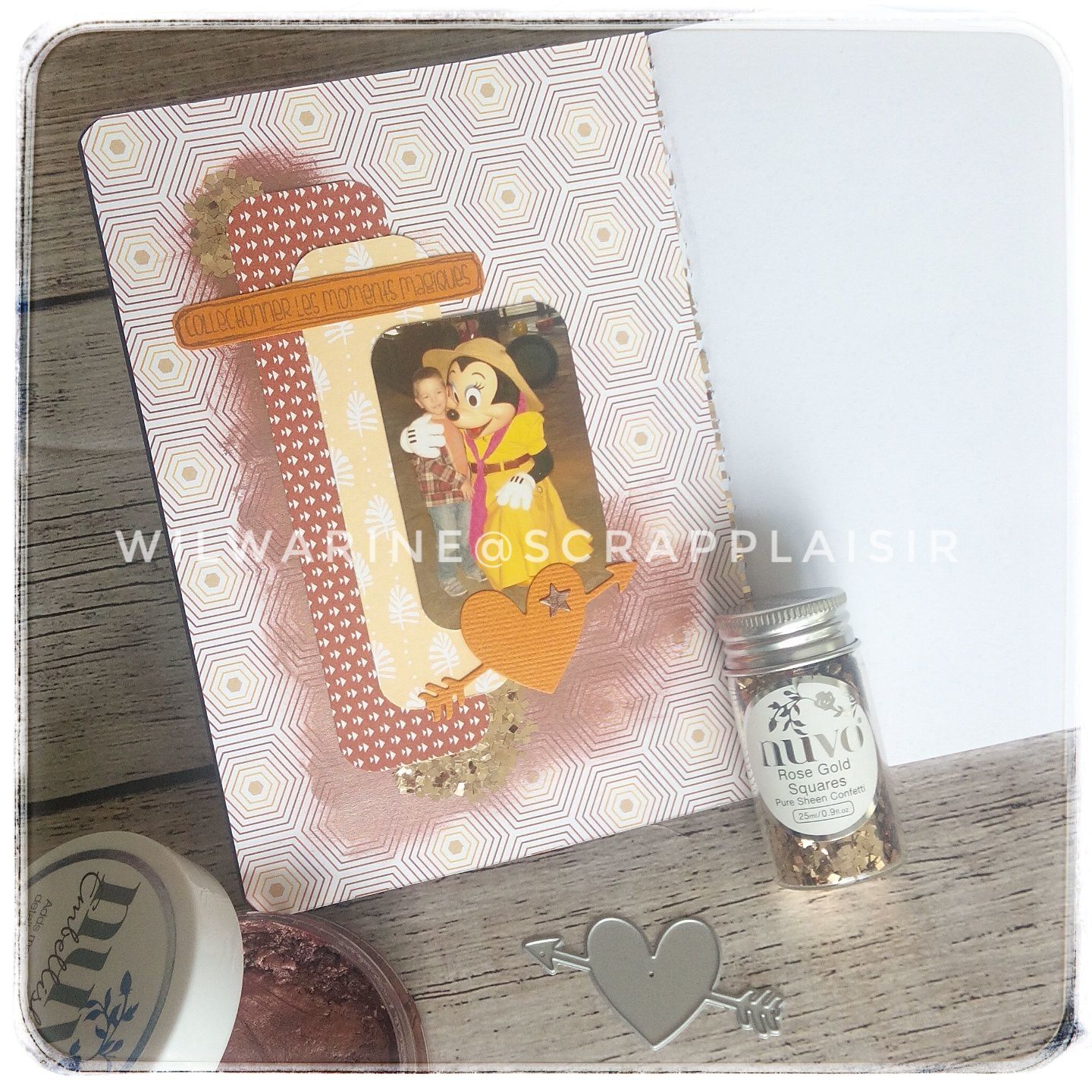 scrap, scrapbooking, page, automne, jaune, brun, mousse nuvo, paillettes nuvo, Scrap Plaisir