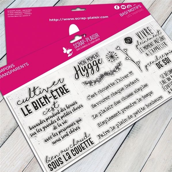 tampon clear Scrap-plaisir, créaplaisir, Hygge, textes