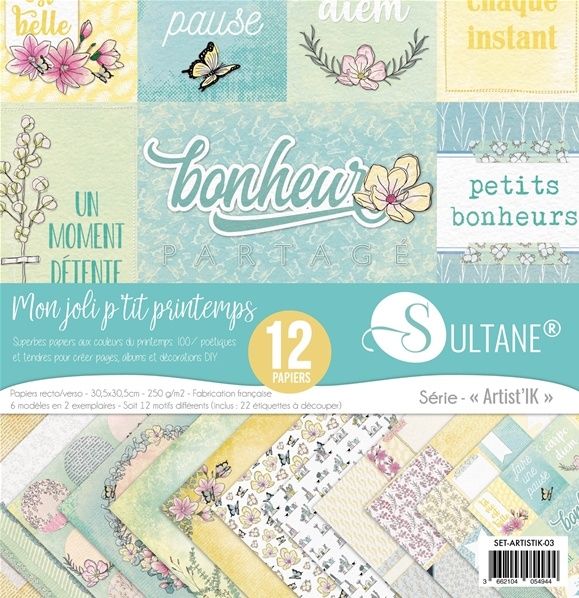 set de papiers scrapbooking créaplaisir, scrapplaisir, sultane sur le thème du printemps,