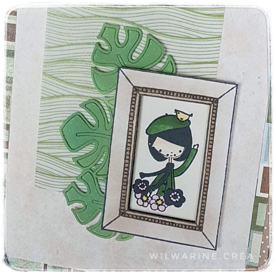 carte, beige, brun, vert, cadre, feuillage, simply graphic, florilèges design, prima, scrapplaisir